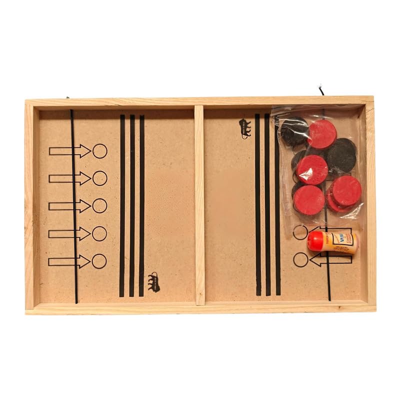 INOS Fast Finger Premium Wooden Power Shoot Board Game, 2-Player Family Game, Double-Sided