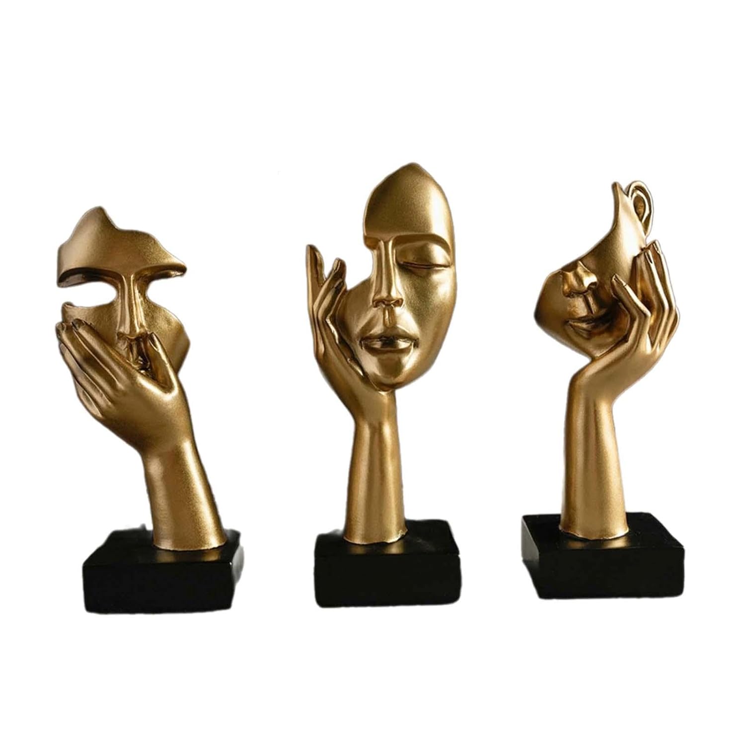 Creations 3Pcs Resin Thinker Statues Tabletop Decorations for Bookshelf Entryway Shelf Golden|Home Decor|Figurines
