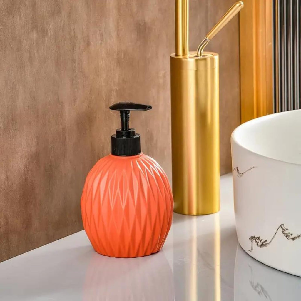 Glowick Bathroom Hand Wash Liquid Dispenser 400ml ABS Plastic Finish Round Bottle with Pump - Refillable Shampoo, Conditioner and Liquid Cylinder - 400ml