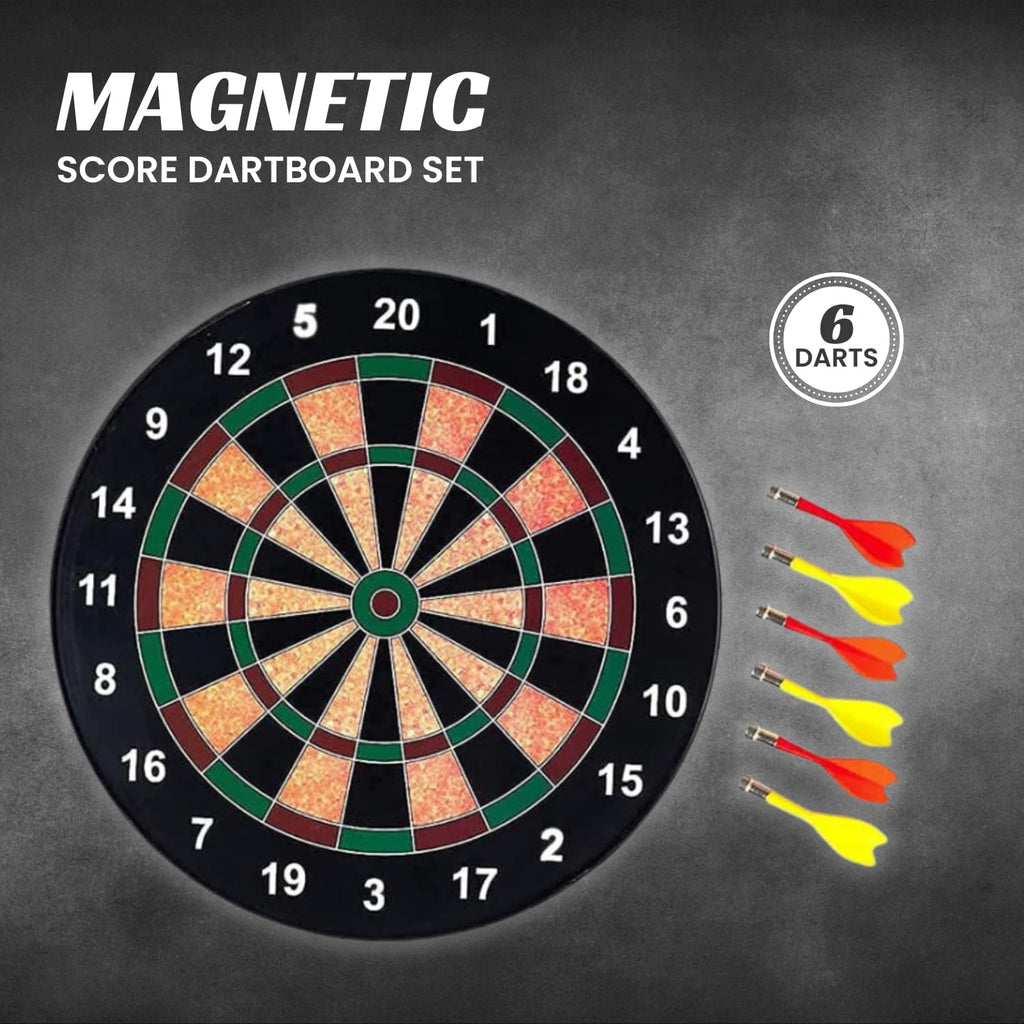 Magnetic Dart Board Set - 40.5, 34.5 cm Wide with 6 Magnetic Darts | Safe Dartboard Target Board Game Set | Score Dartboard Kit Set for Indoor and Outdoor