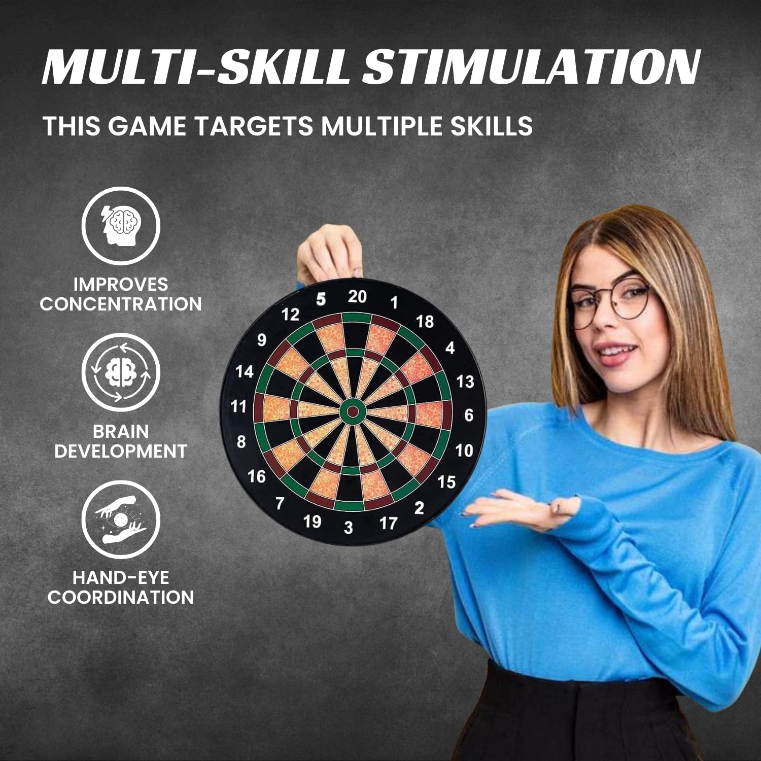 Magnetic Dart Board Set - 40.5, 34.5 cm Wide with 6 Magnetic Darts | Safe Dartboard Target Board Game Set | Score Dartboard Kit Set for Indoor and Outdoor