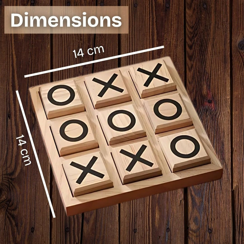 LEEMO Toys Wooden Tic Tac Toe Board Game, Mini 2-Player Strategy Game, Natural Wood Construction, Classic Family Entertainment