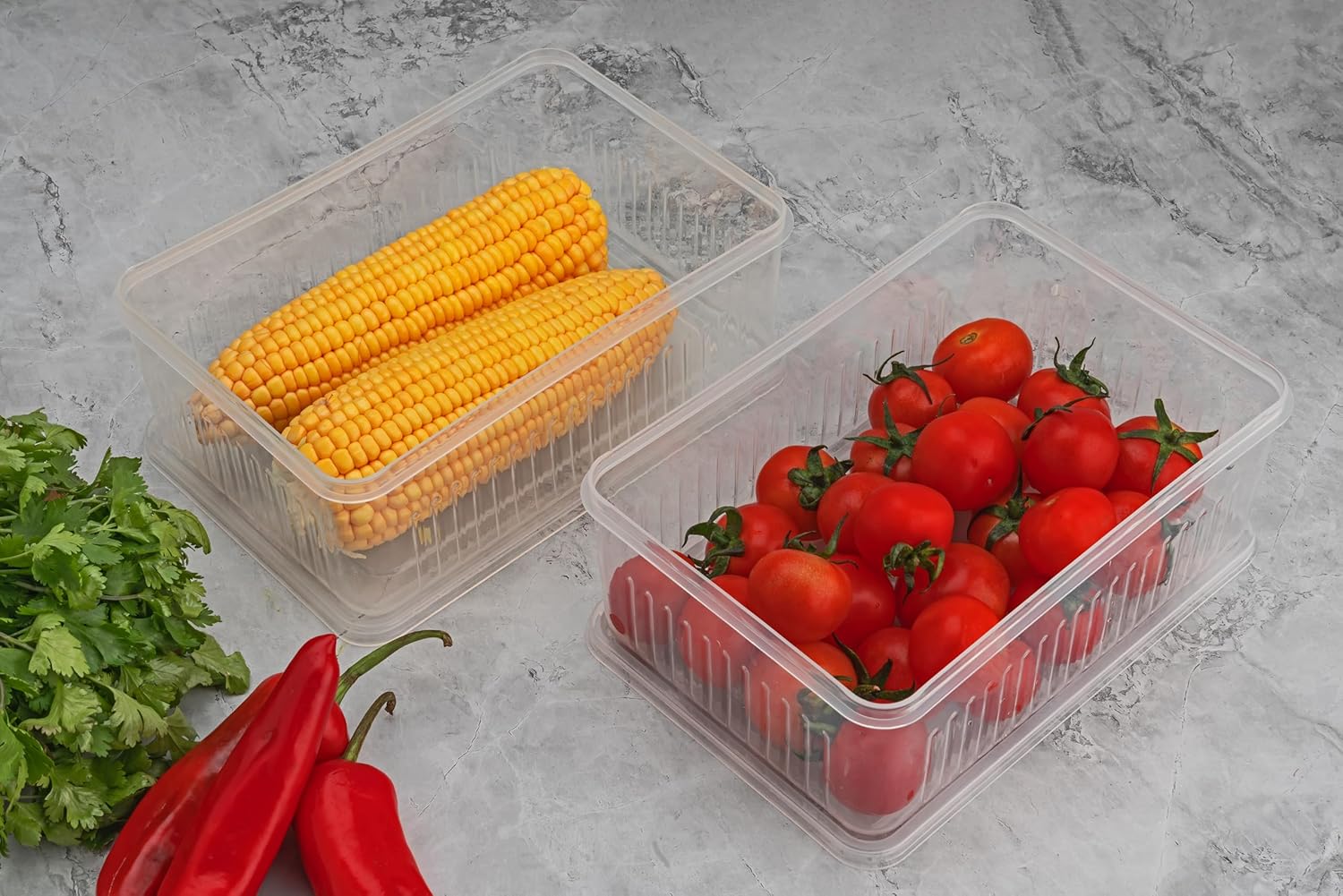 Fridge Organizer Storage Box with 6 Compartment - Plastic Storage Box for Vegetables, Fruits, Herbs & Meal Prep - Ideal for Home & Kitchen, Office & BPA-Free Food Storage Organizer (Pack of 1)